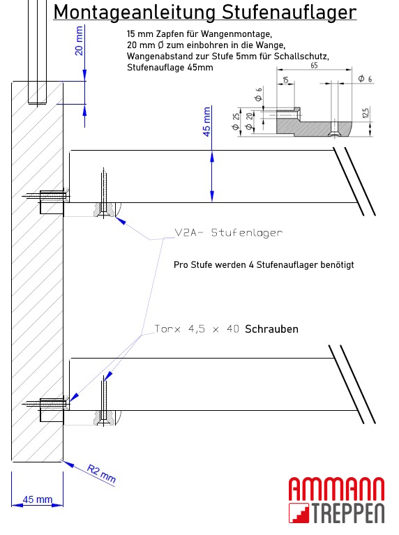 Montageanleitung Stufenauflager Stufenträger Stufenhalterung Stuvenverbinder Wangenverbinder
